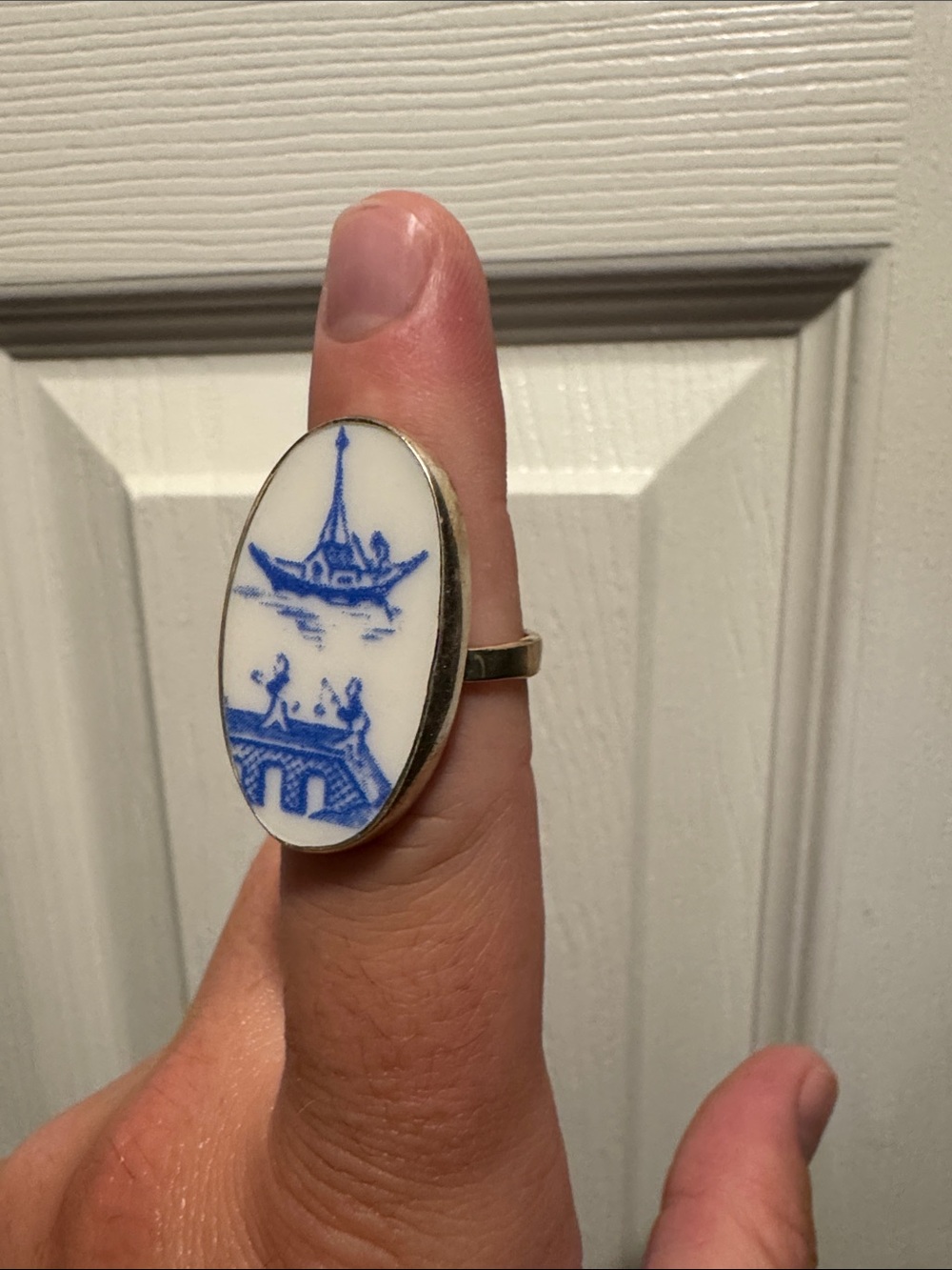 Blue and White Porcelain Art Ring - Home Art Accent